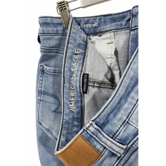 American Eagle Jegging Jeans Women 14 Light Wash Y2K Stretch 33x27.5 Ankle - Picture 9 of 10